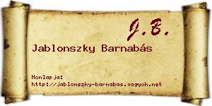 Jablonszky Barnabás névjegykártya