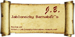 Jablonszky Barnabás névjegykártya